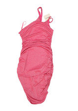 Vestido Superdown Mujer Pequeño Rosa Acanalado Brillo Bodycon Tirantes Asimétricos