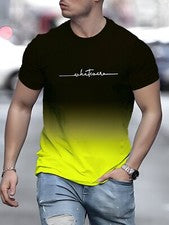 Camiseta cuello redondo estampado degradado hombre tela suave manga corta cómoda