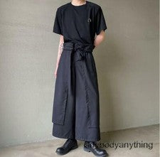 Men's Fashion Japanese Style Loose Black Trousers Punk Gothic Youth Dress PRTY