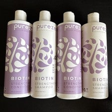 4x Purezero Clean Beauty Champú Biotina x2 y Acondicionador x2 Set 12 oz