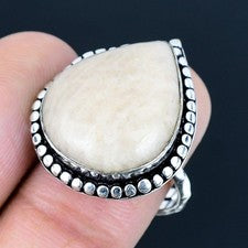 Scolecita piedras preciosas hechas a mano 925 anillo de joyería de plata este...