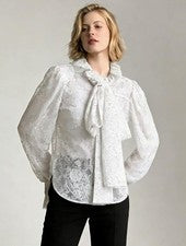 Camisa estilo francés para mujer blusa de lujo de encaje manga larga