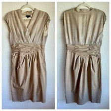 Vestido para mujer Saks Fifth Avenue estilo envolvente acanalado dos tonos manga gorra en color topo 8