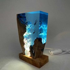 Lámpara de resina epoxi, luz nocturna del océano, arte decoración del hogar luz nocturna de cabecera