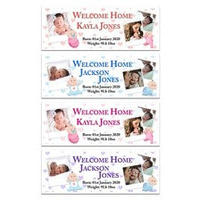 BIENVENIDO A CASA PANCARTAS BEBÉ DECORACIONES FIESTA NUEVO NOMBRE BEBÉ NIÑA NIÑO FOTO