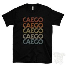 CAMISETA CAEGO ESTILO RETRO REPETIDO Hombre y Mujer Reino Unido Lugar Nombre Regalo
