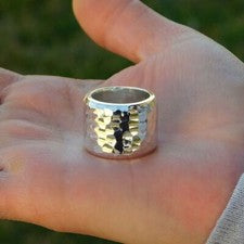 Anillo de plata esterlina 925 maciza martillado anillo hecho a mano todos los tamaños