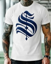 Camiseta de diseño hinchado gráfico para hombre en logotipo azul moda camiseta hinchada de lujo