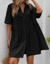 Maxi Vestido Largo Para Mujer Elegante Solapa Informal Moda Camisa Sólida Vestido de Club