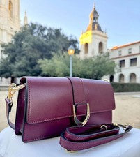 Bolso de mano para mujer de cuero italiano de diseñador - Ava Burdeos