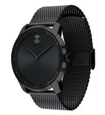 MOVADO Negrita Pulsera Malla Iónica Negra 44mm Delgada Reloj Hombre 3600261