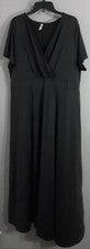 VESTIDO MAXI CÓCTEL/FORMAL MUJER POSESHE MANGA CORTA LARGO NEGRO.TALLA 3XL