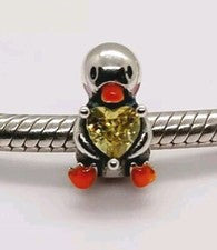 💗Pulsera colgante con dije de corazón de cristal amarillo de pato S925 regalo de cumpleaños💗