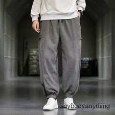 Men Casual Oversize Loose Trousers Corduroy Chinese Button Style Bloomers Pants