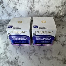 Pack De 2 Relleno Hidratante Colágeno LOreal Paris Facial Día Noche Crema 1.07 OZ