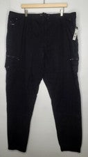 PANTALONES DE CHÁNDAL ECKO Unltd para hombre 44 34 negros cintura ajustable carga bolsillos con cremallera nuevos con et