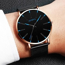 Reloj Hombre Malla Cinturón Negocios Minimalista Ultra Delgado Relojes Acero Inoxidable NUEVO