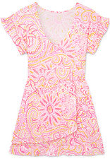 Vestido para mujer - Vestido estampado rosa naranja - Mini vestido - Mediano - Algodón