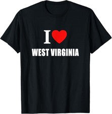 Camiseta I Love West Virginia para hombre, mujer y estudiantes