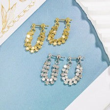 Pendientes con Cadena Diseño Plata 925 Oro Plata Pendientes Pendientes Pendientes