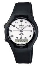 OROLOGIO CASIO AW-90H-7B ANALOGICO DIGITALE GOMMA BIANCO E NERO AW90 IMP. 50 m