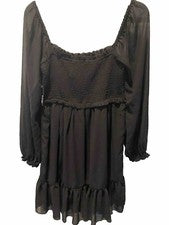 Mini Vestido Para Mujer Estilo Boho Calzoncillo Talla M Negro Manga Larga Fiesta Verano Informal