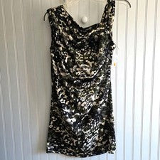Vestido Sharagano Camuflaje Cuello Drapeado L Multi Femenino Y2k Militar Bodycon