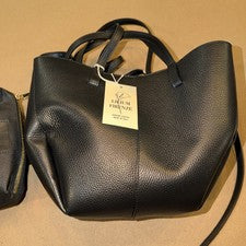Bolso de mano LIlium Firenze para mujer de cuero italiano genuino doble asa negro. Nuevo con etiquetas