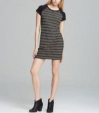 Vestido recto Sanctuary para mujer a rayas manga corta negro metálico M