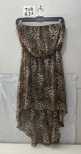 Mini Vestido Mujer Moda Revista Estampado Guepardo Sin Tirantes Alto Bajo Talla L”