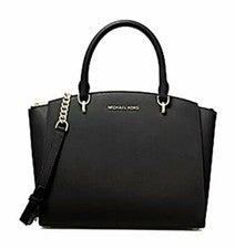 Bolso de mano Michael Kors Ellis grande de cuero bandolera negro nuevo con etiquetas