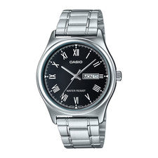 Reloj de cuarzo Casio para hombre plateado acero inoxidable esfera negra MTP-V006D-1BUDF