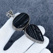 Colgante de turmalina negra, joyería de plata de ley 925, joyería hecha a mano, regalo