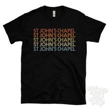 CAMISETA ESTILO RETRO REPETIDA CAPILLA DE SAN JUAN para hombre y mujer Reino Unido top name regalo