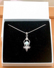 Colgante y cadena/collar de ópalo blanco de plata de ley/joyería de ópalo/regalo/Reino Unido