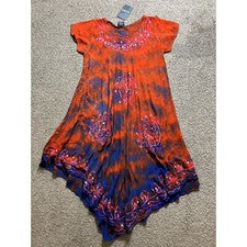 Nuevo con etiquetas Vestido As Moda Asimétrico Para Mujer Talla Única Boho Tie Dye Bordado