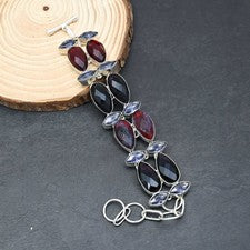 Pulsera de joyería de plata esterlina 925 con piedras preciosas de amatista g...