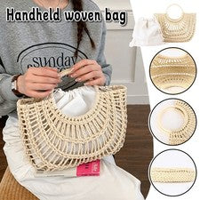 Bolso de Mano Tejido Diario Ocio Playa Vacaciones Moda Versátil Bolso para Mujer