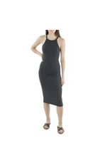 Vestido halter midi acanalado gris carbón ATM para mujer talla S AW2351-JAY $295