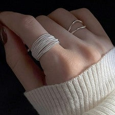 Damen Ring – mehrere Riehen- Verstellbarer Offener Ring Sterling Silber 925