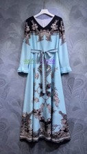 Moda Hermoso Vestido Para Mujer Nuevo Vestido Largo Estampado Cuello en V