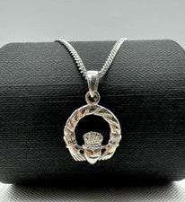 Nuevo collar colgante Claddagh irlandés de plata de ley 925 maciza de 20 pulgadas
