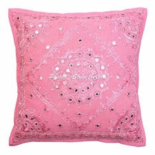 Funda Cojín Espejo Étnico Bordada Abstracta India Funda Almohada Funda Tiro