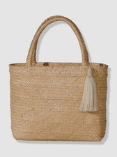 $400 Nannacay Mujer Beige Paja Britt Bolso de Mano Asa Superior Bolso de Mano Mediano