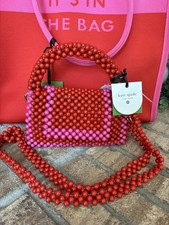 Bolso Bandolera Kate Spade + Target Bloques de Color Cuentas Rojo/Rosa Nuevo con Etiquetas