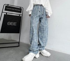 Moda Para hombres Diseño Cordón Suelto Estampado Denim Pantalones Juveniles Informales Pantalones