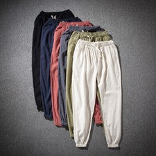 Hombres Algodón Lino Pantalón Suelto Pantalones Harén Estilo Cintura Elástica Suelto Informal Largo