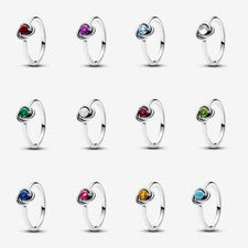 Anillos de plata esterlina S925 con cuentas 12 meses piedras de nacimiento piedras preciosas anillo regalo