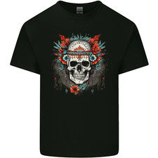 Camiseta top de algodón con calavera tribal estilo bohemio para hombre