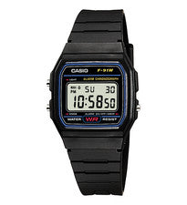 Casio F-91W-1YEG Orologio Vintage Nuovo Crono Luce Sveglia Batt. 7 Anni Polso